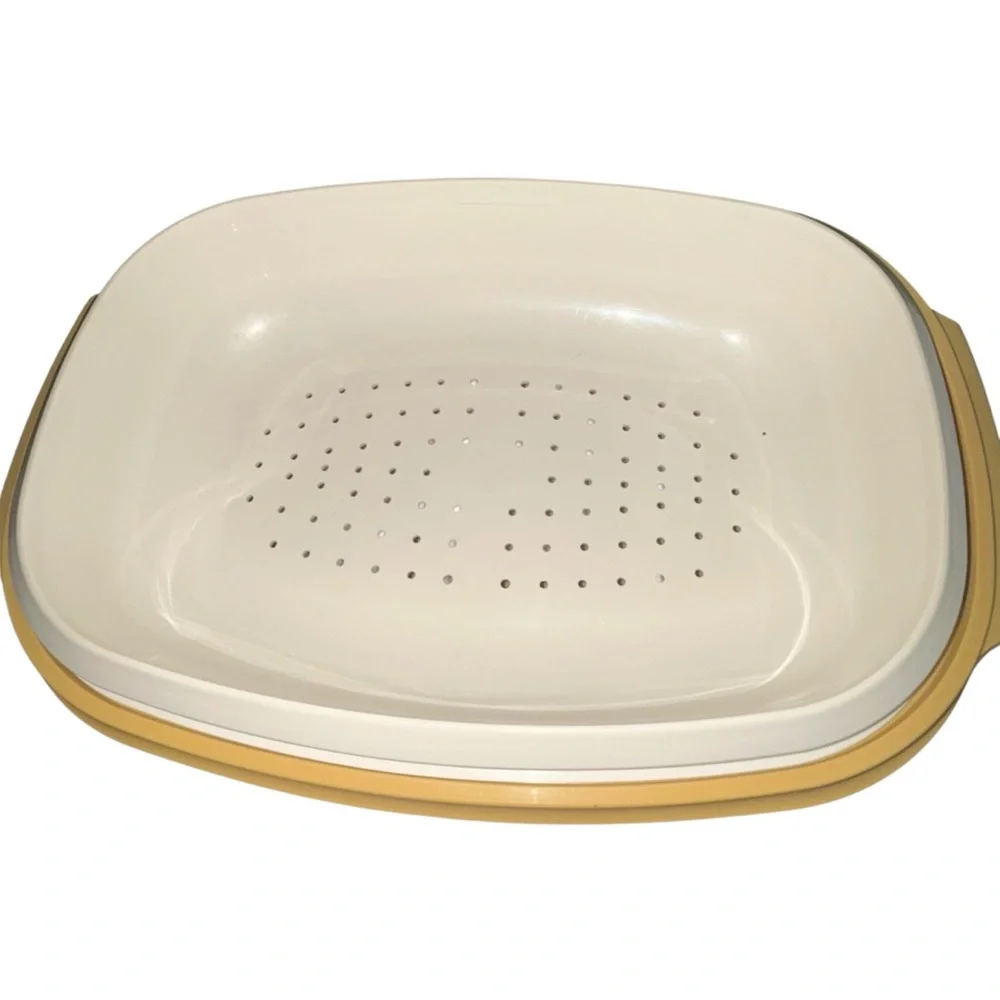Vintage‎ Tupperware Oval Microwave Steamer Cooker Yellow 1273-4 W Insert & Lid
